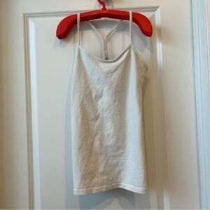 Lululemon White Power Y Tank Sz 8 Shelf Bra Yoga Athletic Gym READ